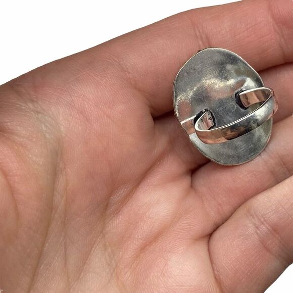 Blue Flash Rainbow Moonstone Ring Size 6 925 Sterling Silver Overlay Oval Stone - Picture 5 of 6